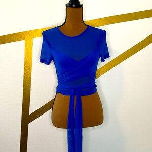 All Sheer Royal Blue top with wrap around ties